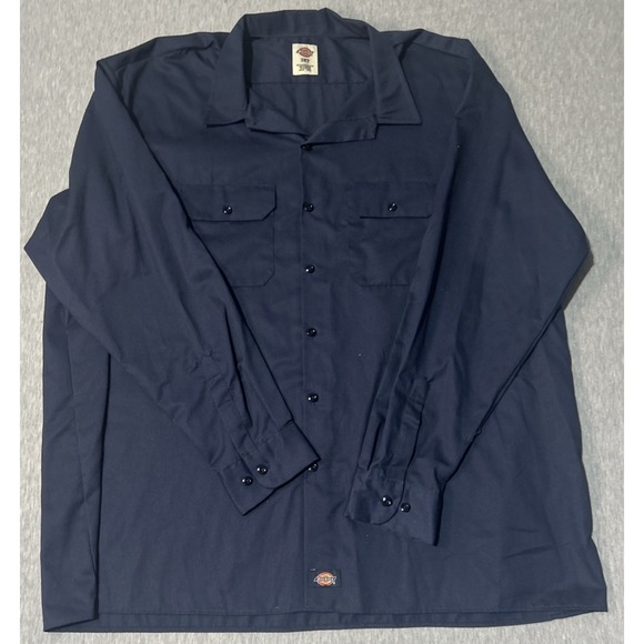 Mens 3XT Dickies Dark Navy Long Sleeve Button Mechanic Shirt - Picture 1 of 2